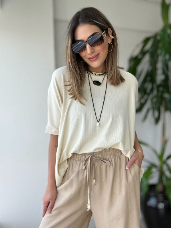 BLUSA BIG SEM MANGA RIB