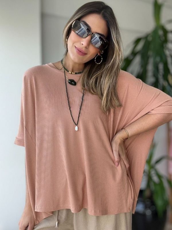 BLUSA BIG SEM MANGA RIB