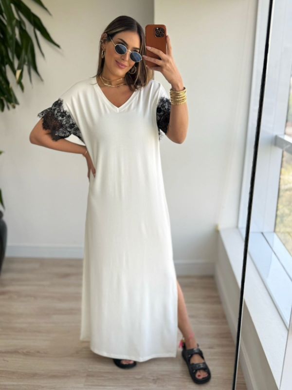 VESTIDO CAMISETAO RENDA