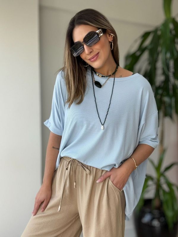 BLUSA BIG SEM MANGA RIB