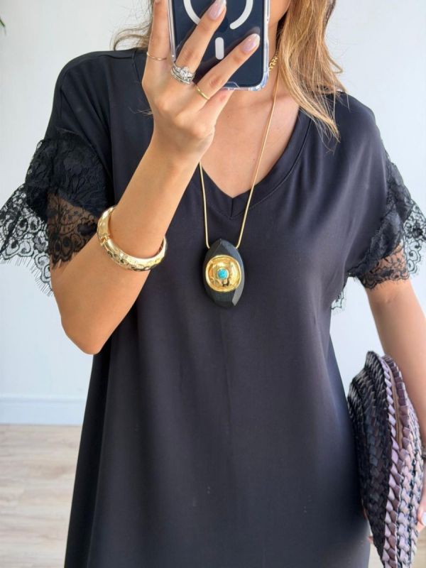 VESTIDO CAMISETAO RENDA