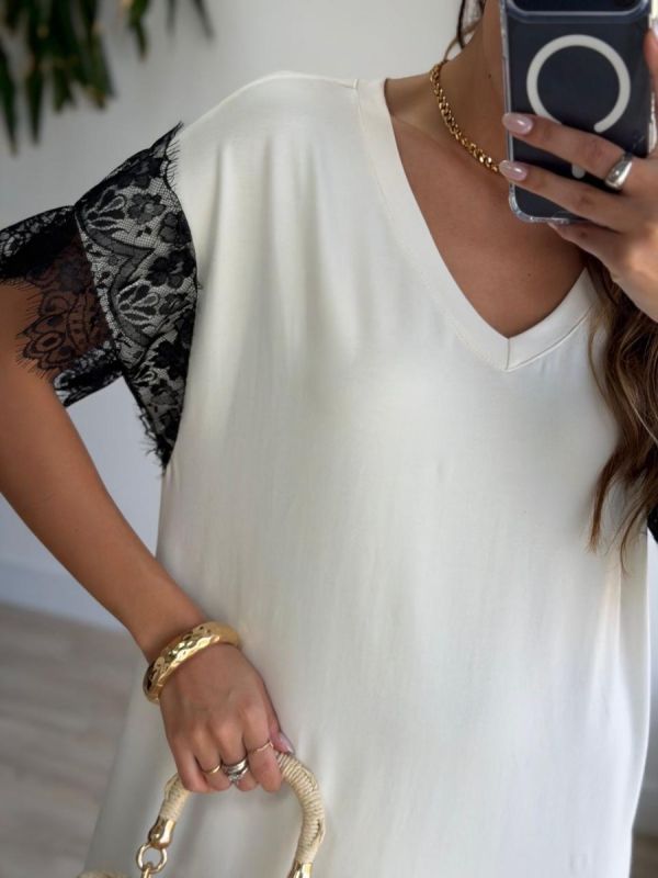 VESTIDO CAMISETAO RENDA