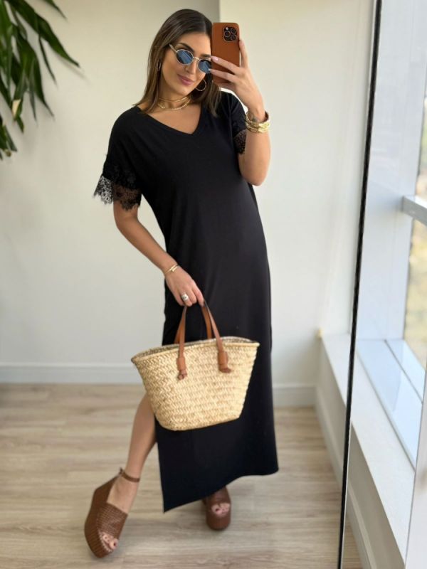 VESTIDO CAMISETAO RENDA
