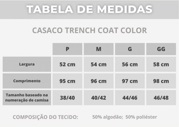 CASACO TRENCH COAT COLOR 