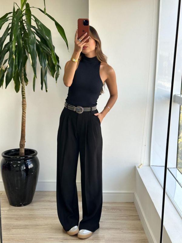 CROPPED GOLA ALTA CANELADO 