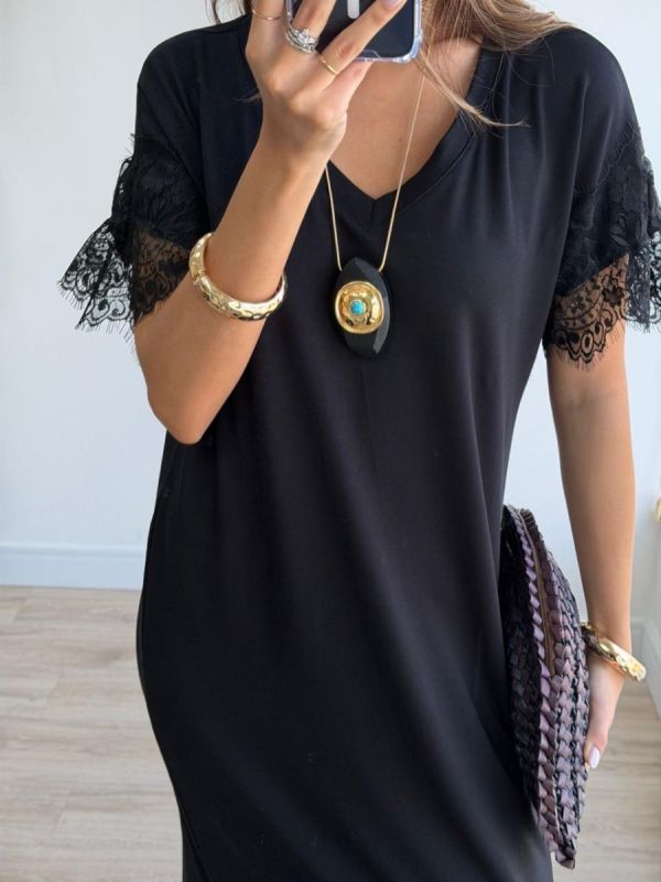 VESTIDO CAMISETAO RENDA