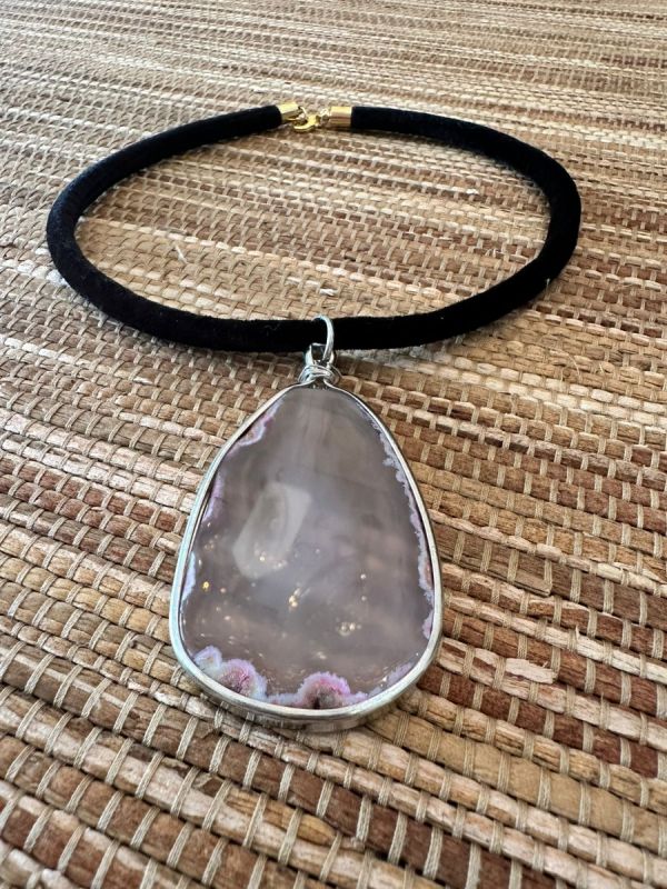 CHOKER VELUDO PEDRA NATURAL PEQUENA