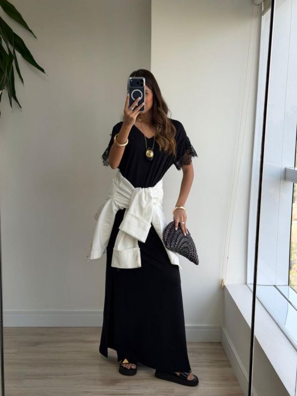 VESTIDO CAMISETAO RENDA