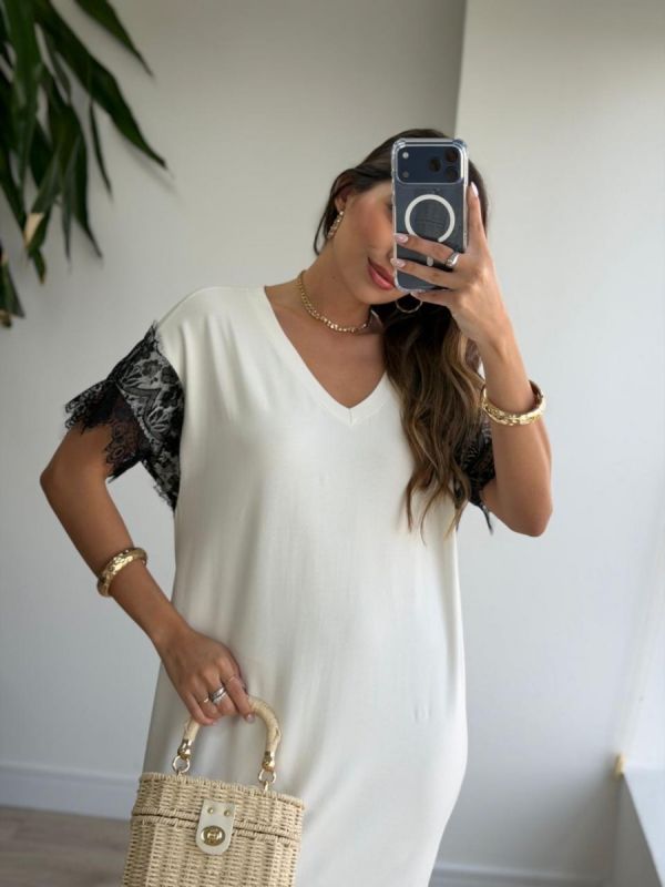 VESTIDO CAMISETAO RENDA