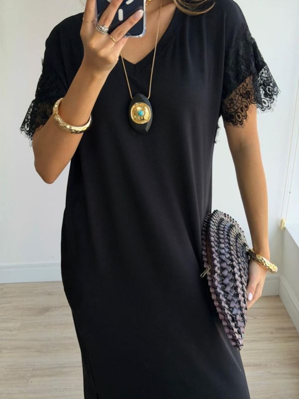 VESTIDO CAMISETAO RENDA