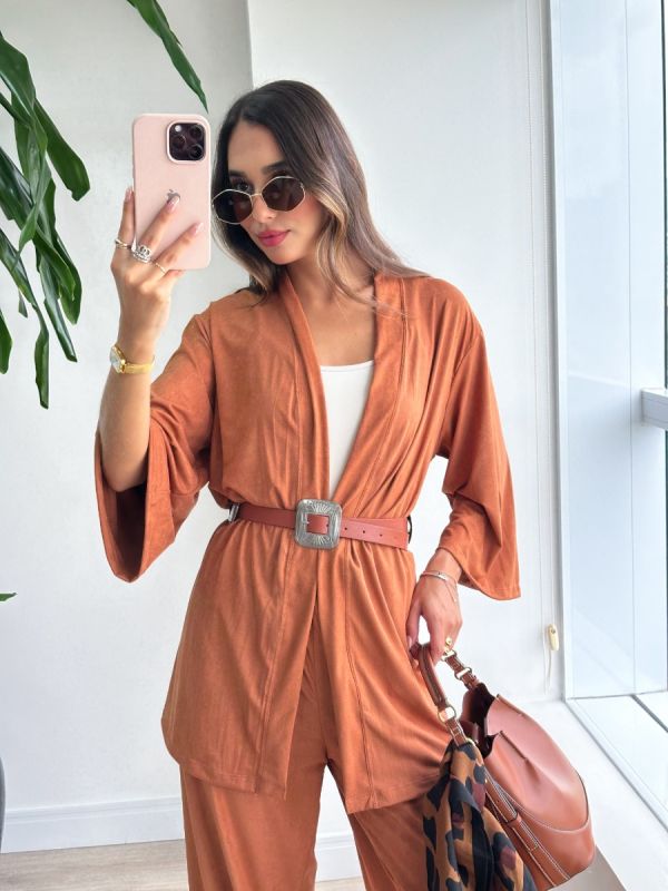 CALCA PANTALONA SUEDE COM PONTEIRA