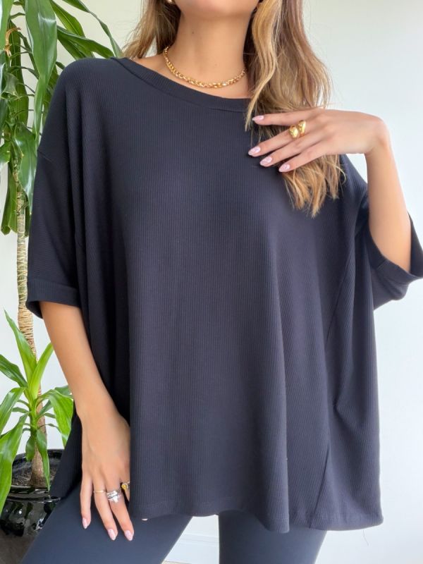 BLUSA BIG SEM MANGA RIB