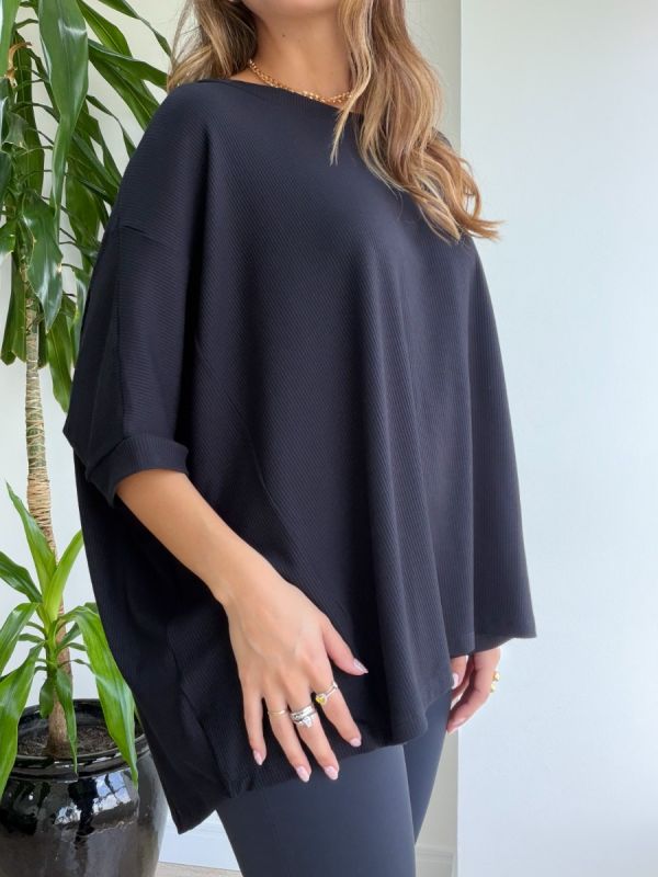 BLUSA BIG SEM MANGA RIB