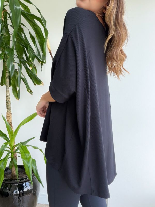 BLUSA BIG SEM MANGA RIB
