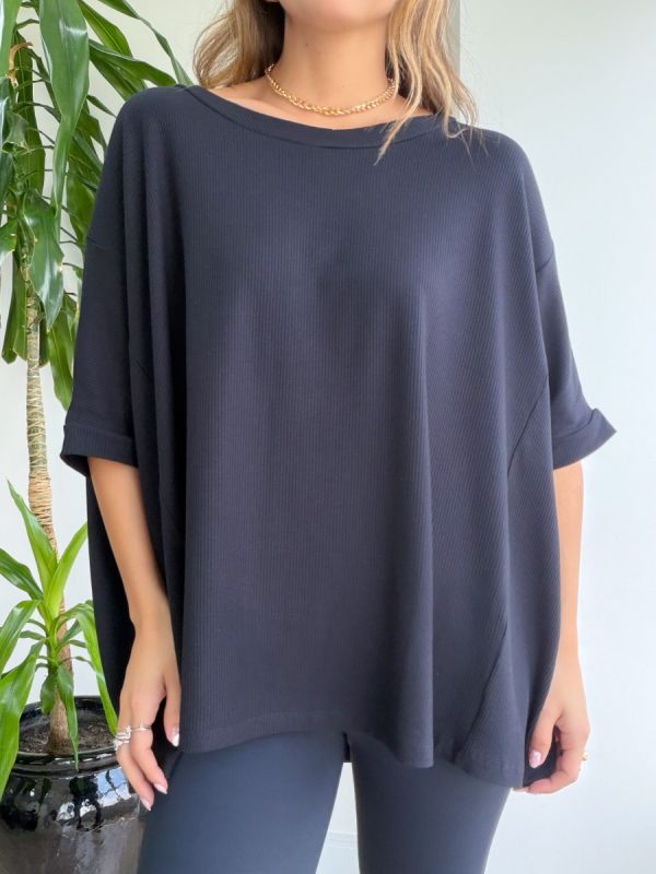 BLUSA BIG SEM MANGA RIB