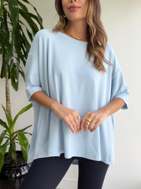 BLUSA BIG SEM MANGA RIB