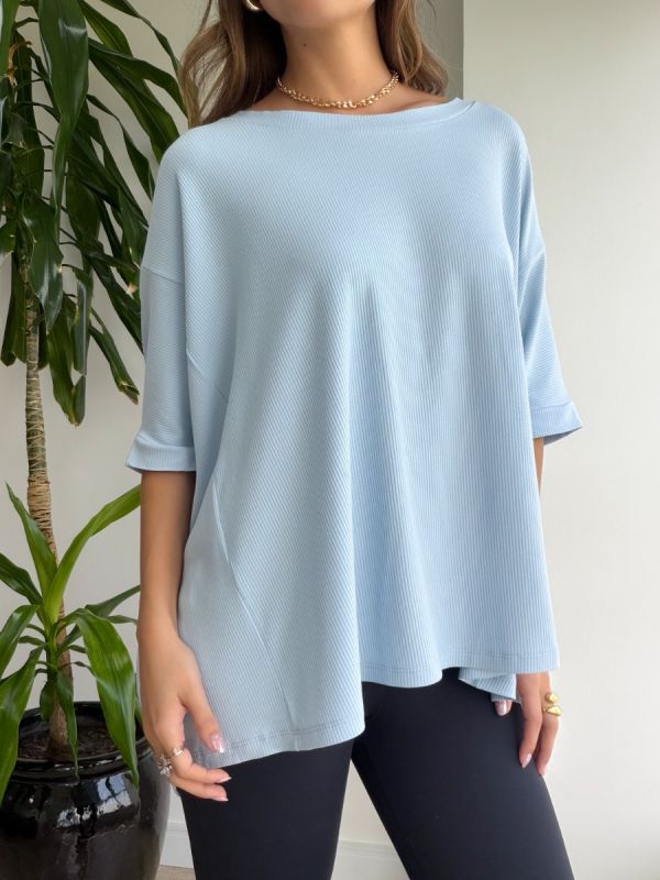 BLUSA BIG SEM MANGA RIB