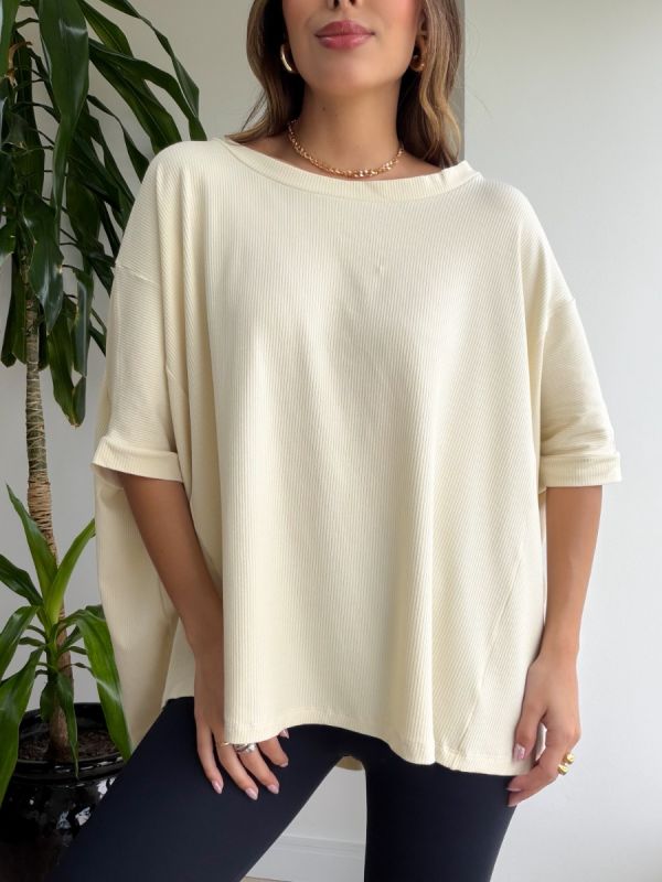 BLUSA BIG SEM MANGA RIB