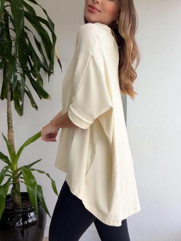 BLUSA BIG SEM MANGA RIB