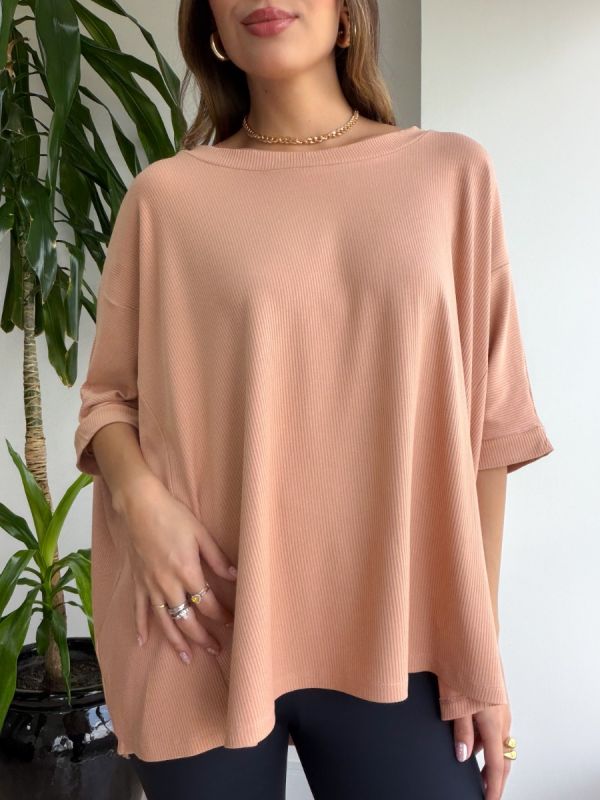 BLUSA BIG SEM MANGA RIB