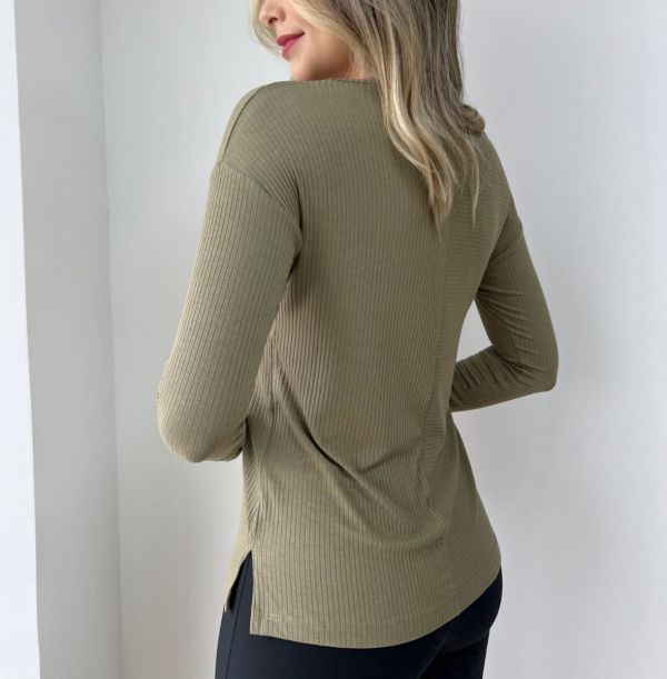 BLUSA RECORTES MANGA LONGA