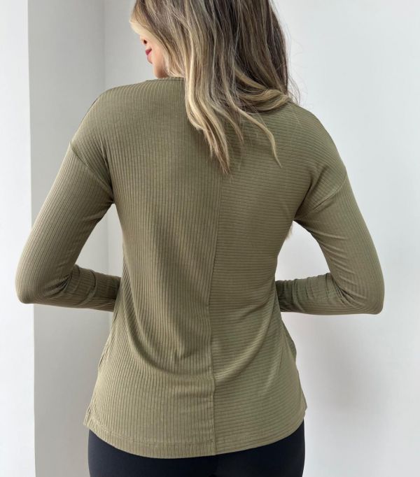 BLUSA RECORTES MANGA LONGA