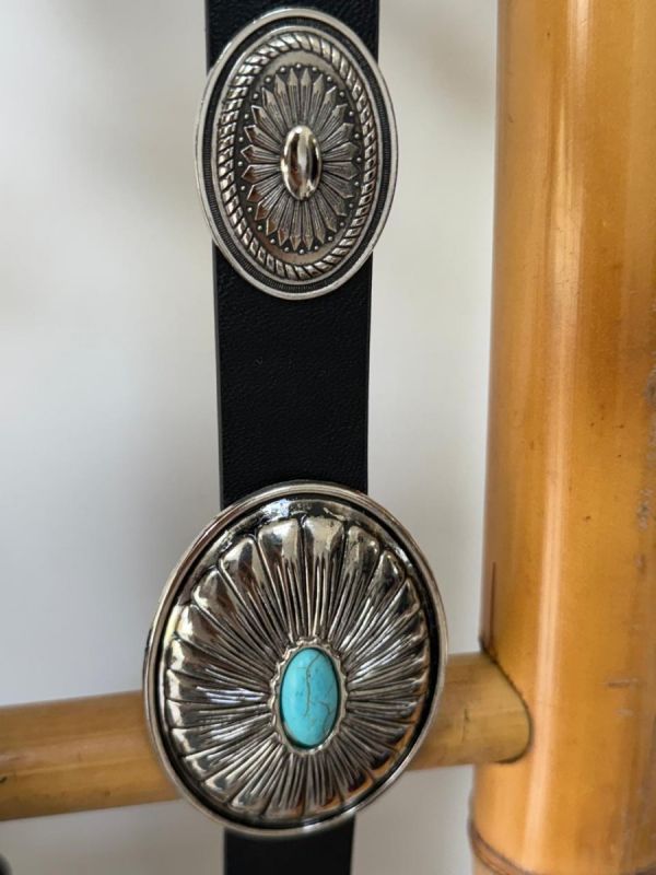 CINTO TEXANO TURQUESA PRETO