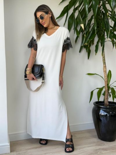 VESTIDO CAMISETAO RENDA